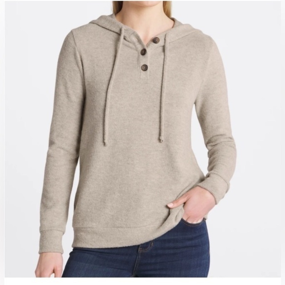 Pink Clover New Scota Brushed Knit Hoodie Sweater Gray Plus Size 2X